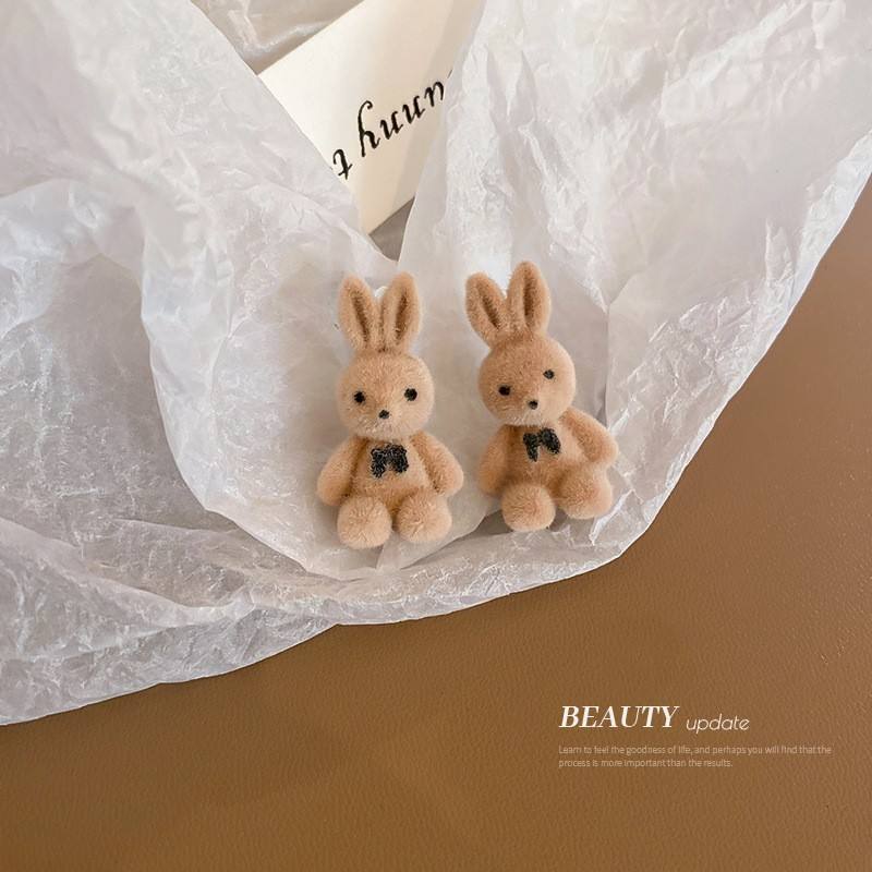 Cute Rabbit Shape Plush Drop Earrings for Women & Girls M146