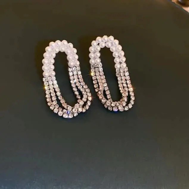 Crystal Oval Open Stud Earrings, view 2