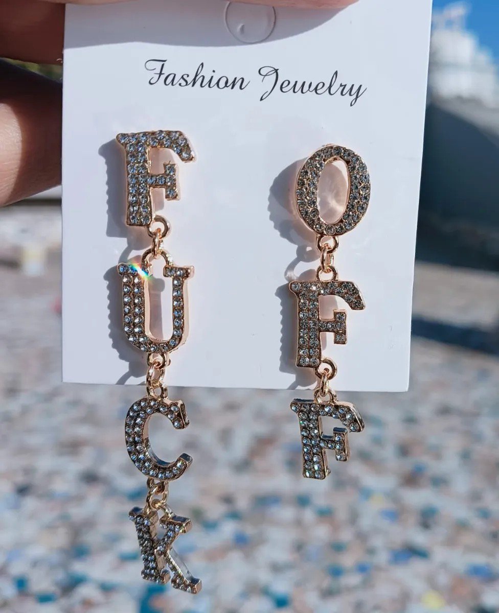 Crystal Letter Statement Drop Earrings, view 4