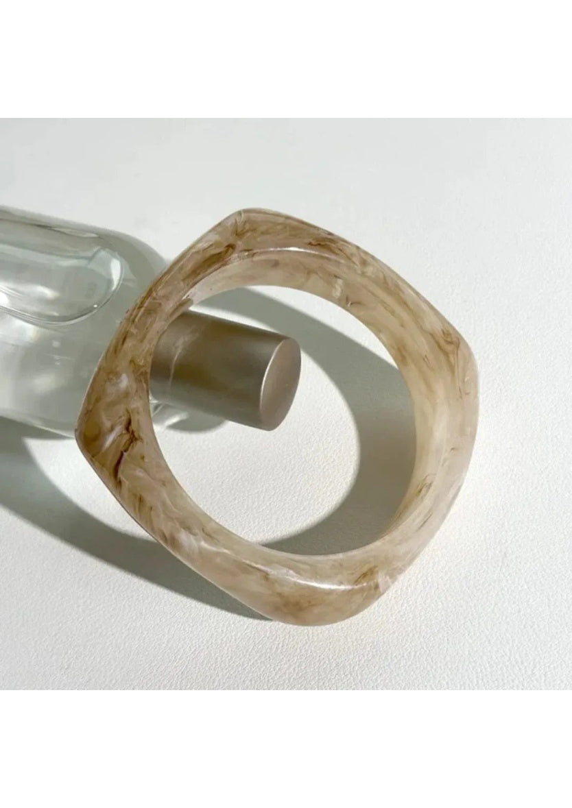 White Marble Organic Acrylic Bangle | Image 2