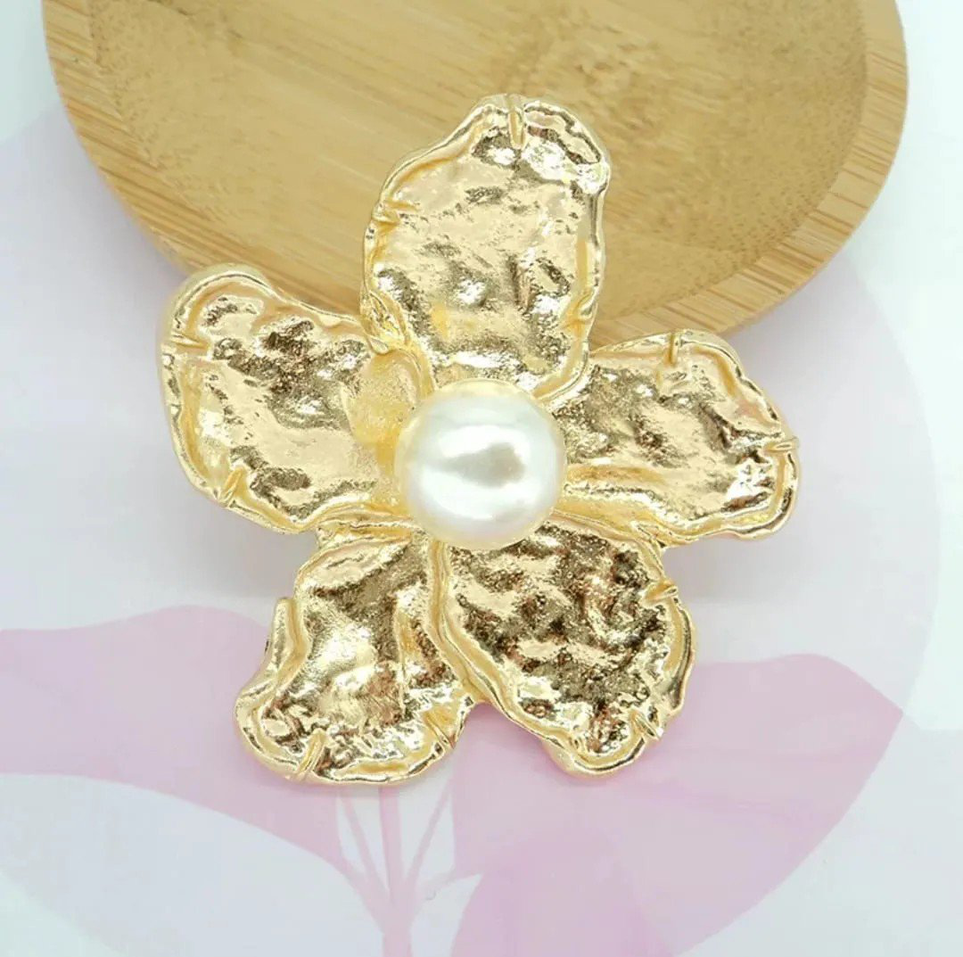 Pearl Gold-Plated Flower Ring | PSE-M1036