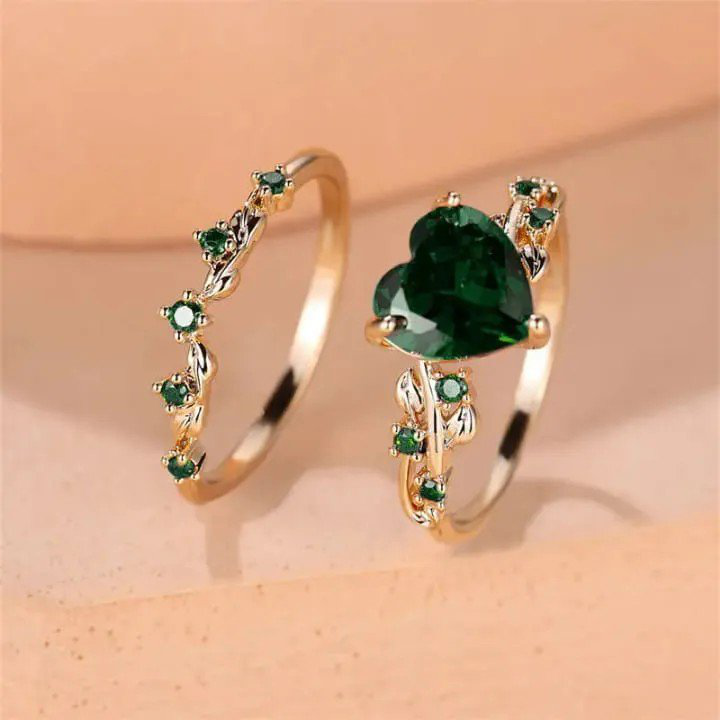 Green Zircon Stone Ring Set | PSE-M1333