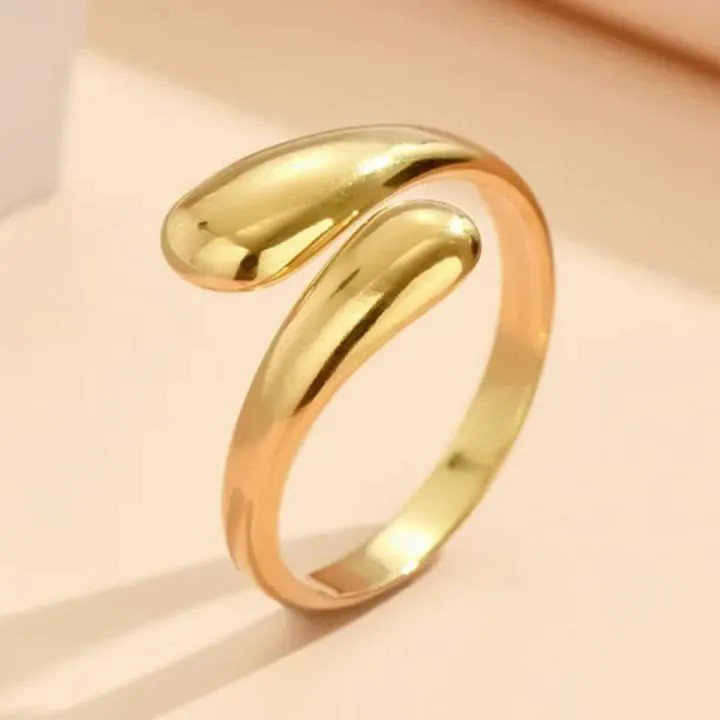 Open Stainless Steel Gold-Plated Ring | PSE-M1352