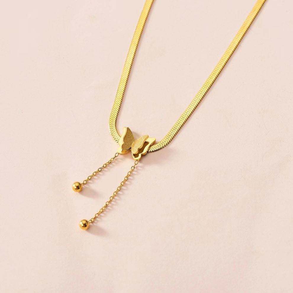Gold-Plated Anti Tarnish Butterfly Theme Necklace