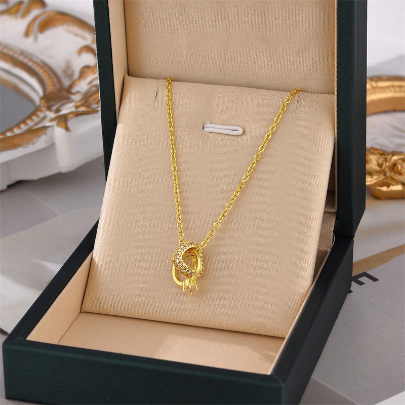 Elegant Interlocked Heart & Ring Pendant Necklace