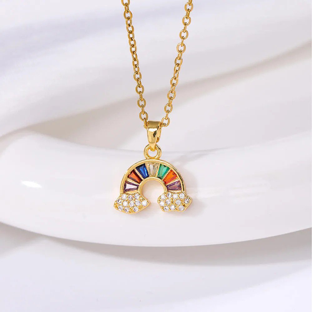 Rainbow Arc Crystal Pendant Necklace - view 5