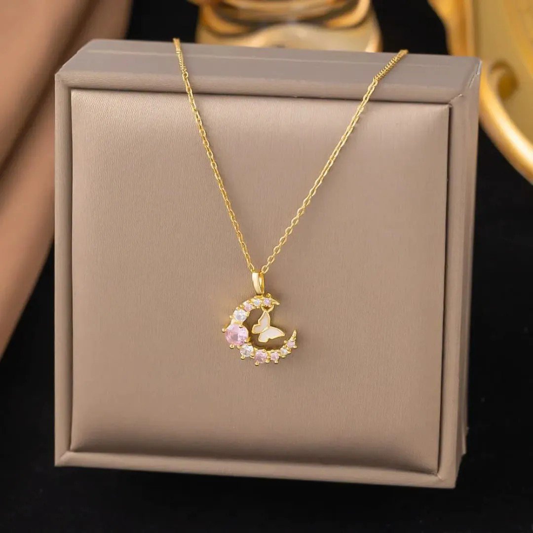 Butterfly-Moon Pendant Necklace