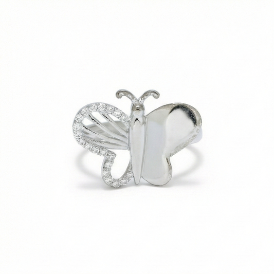 925 Sterling Silver Two-Tone Finish Butterfly Ring Jewellery for Women