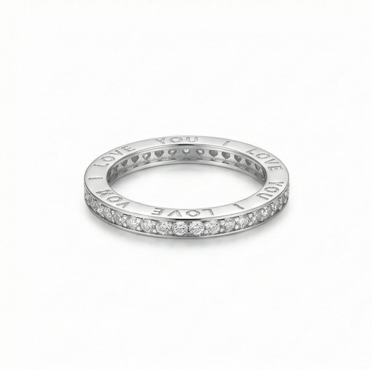 925 Sterling Silver Love You Engraved Eternity Band Ring Jewellery for Women