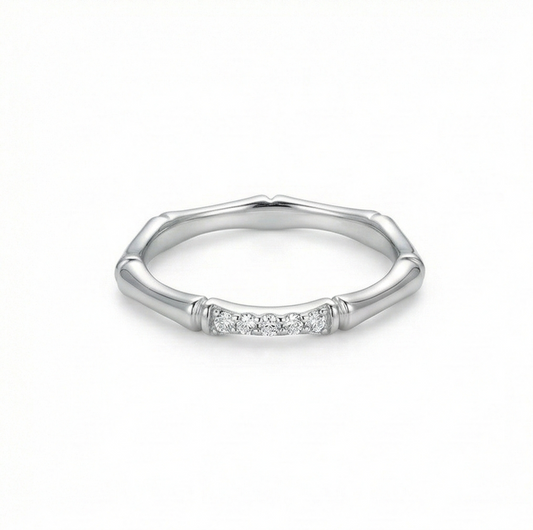 925 Sterling Silver Bamboo Style Minimalist Stackable Ring Jewellery for Women