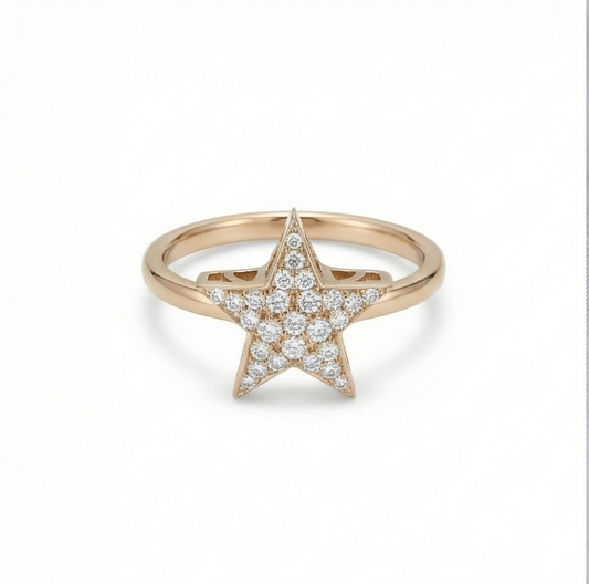 925 Sterling Silver Celestial Star Ring Rose Gold Plated Statement Jewellery for Women and Girls