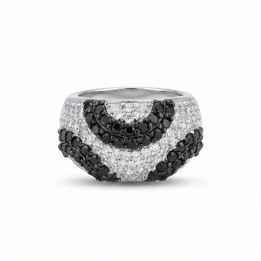 Black & White Swirl Dome Ring — Size 7