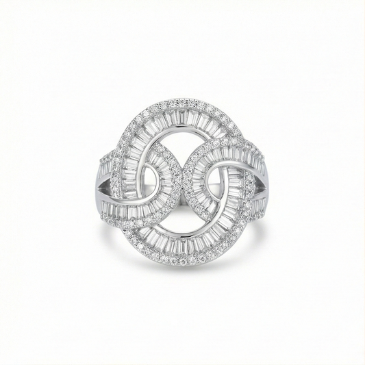 925 Sterling Silver Infinity Knot Statement Ring Dual Tone Jewellery