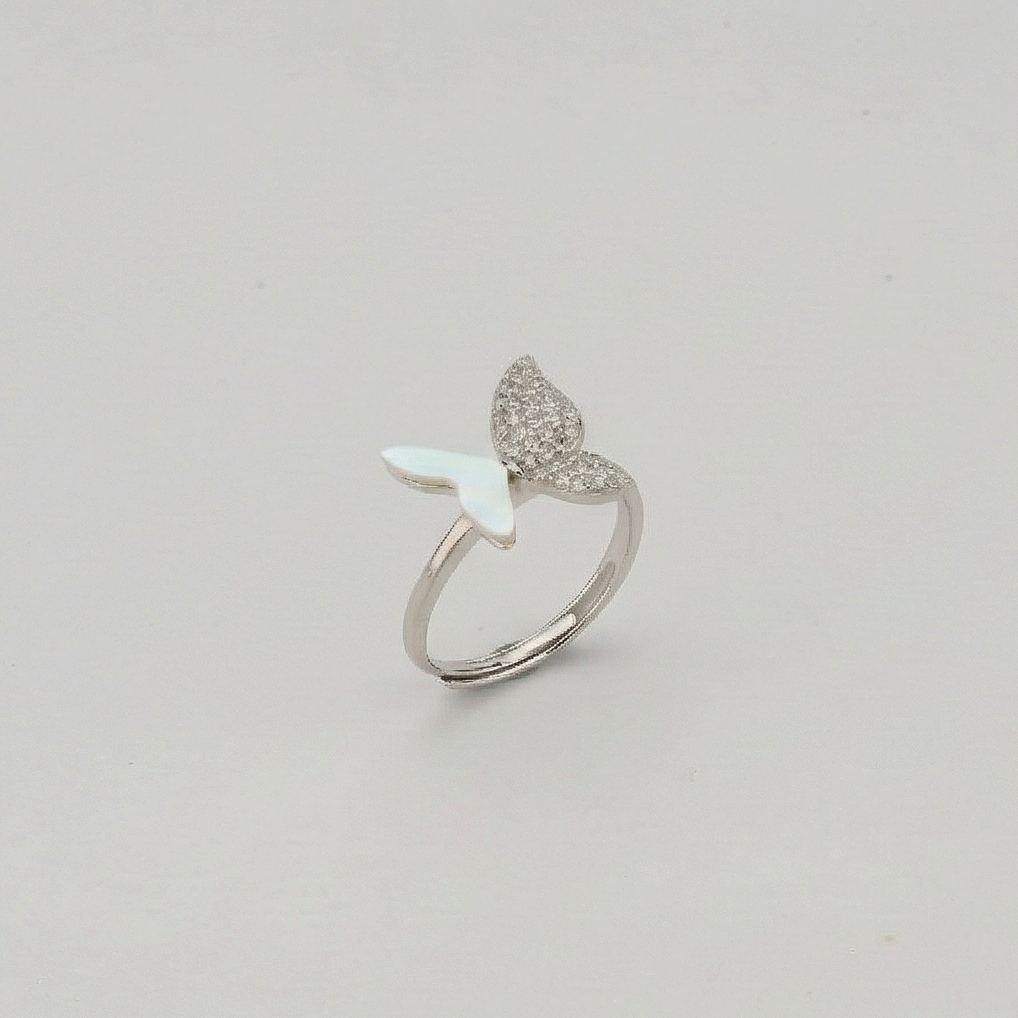 925 Sterling Silver Asymmetrical Butterfly Ring Jewellery for Women & Girls- High Polish Rhodium Finish