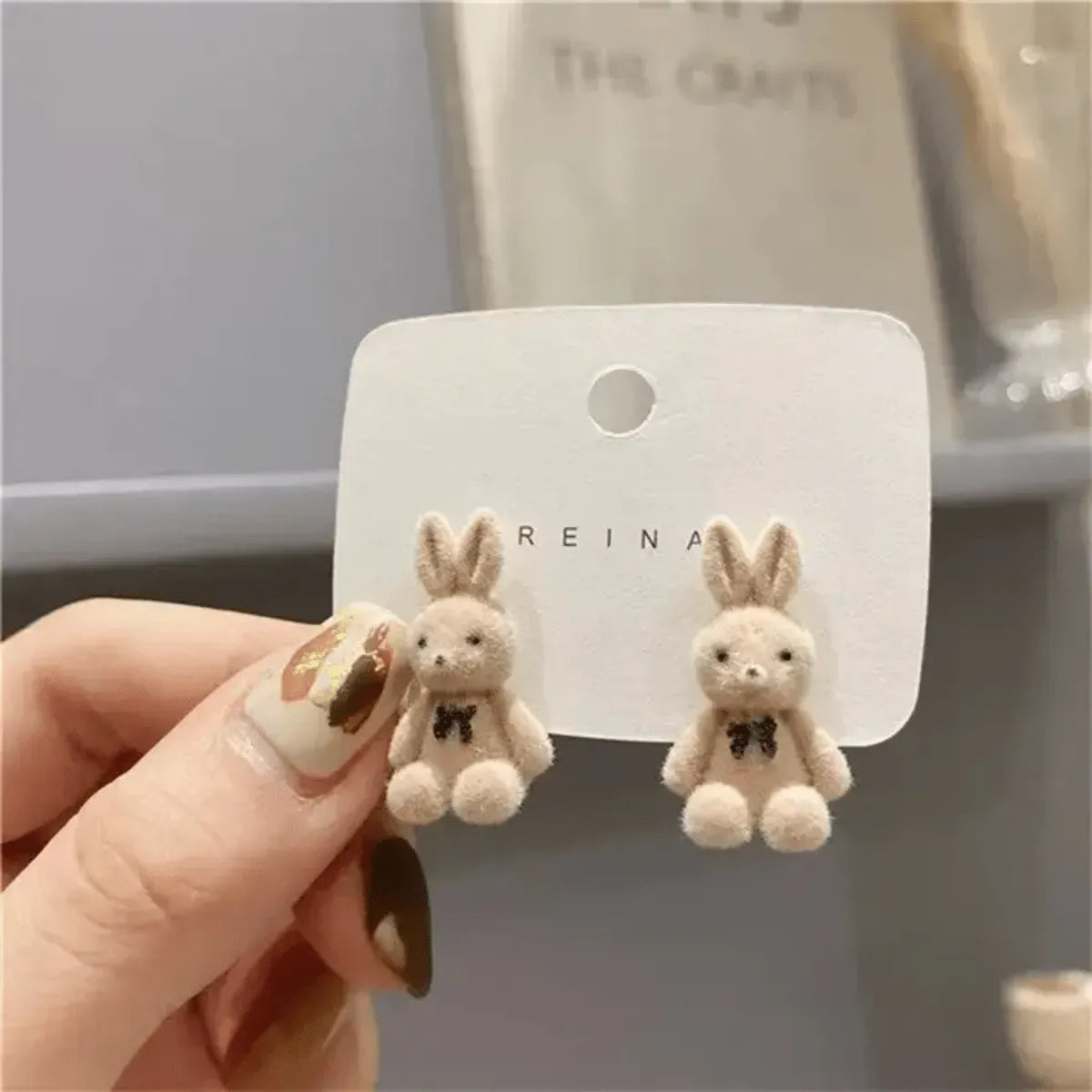 Adorable Plush Bunny Drop Earrings – Cute & Aesthetic Statement Jewellery M146