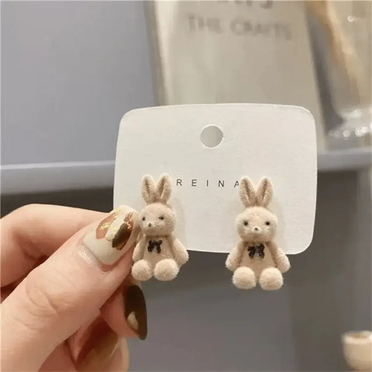 Adorable Plush Bunny Drop Earrings – Cute & Aesthetic Statement Jewellery M146