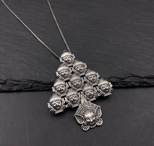 Heritage Cluster Motif Oxidised Chain Necklace