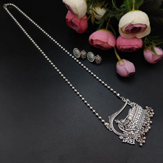 Radha Krishna Laxmi Art Pendant Necklace with Jhumki Earrings