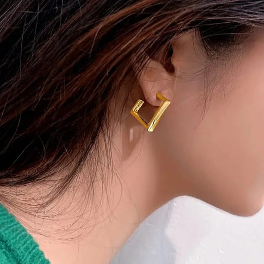 Gold-Tone Square Hoop Earrings