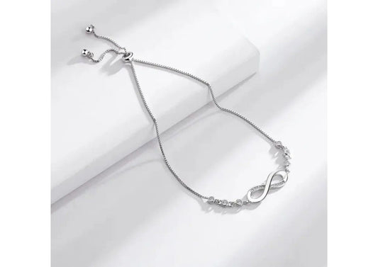 Silver Plated Infinity Slide Closure Bracelet | Image 1