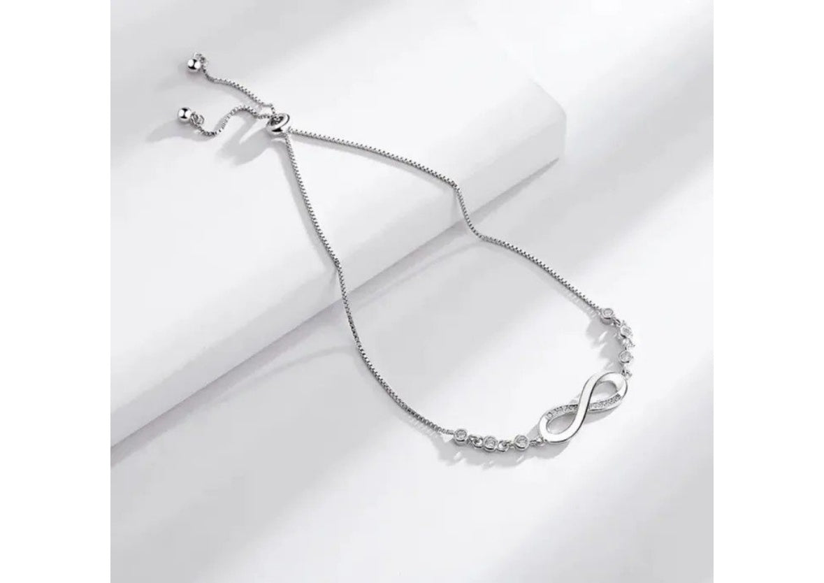 Silver Plated Infinity Slide Closure Bracelet | Image 2