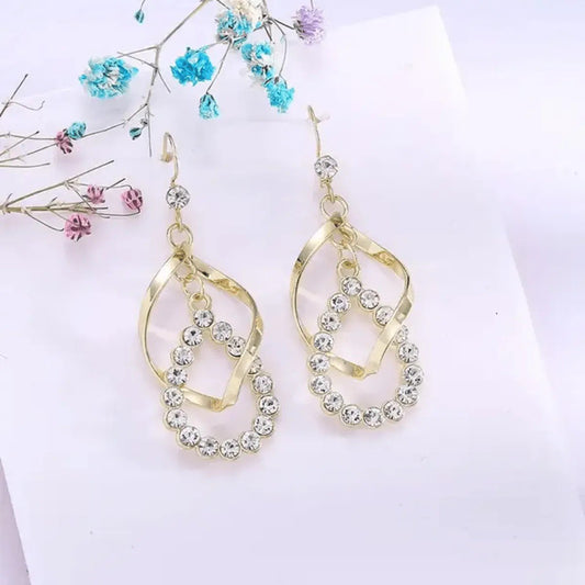 Crystal Twist Oval Drop Earrings