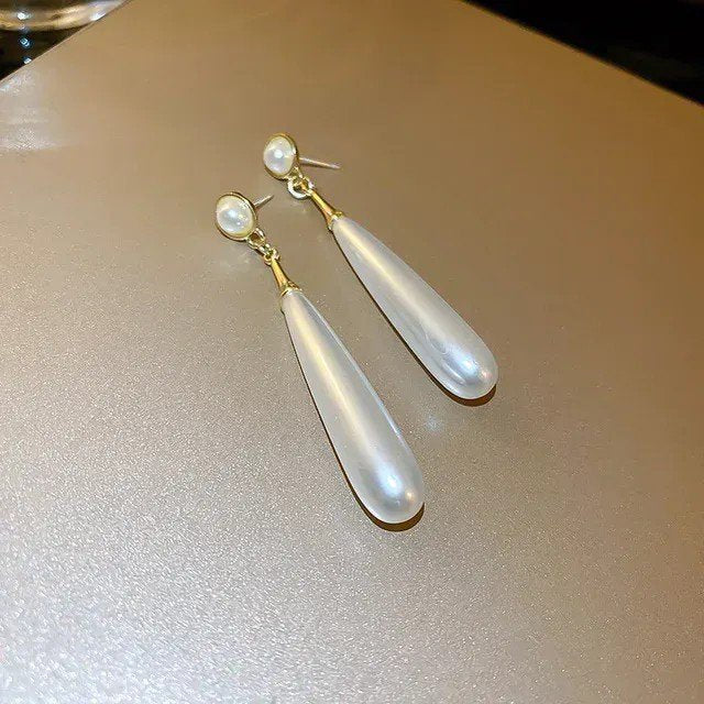 Long Pearl Teardrop Earrings for women