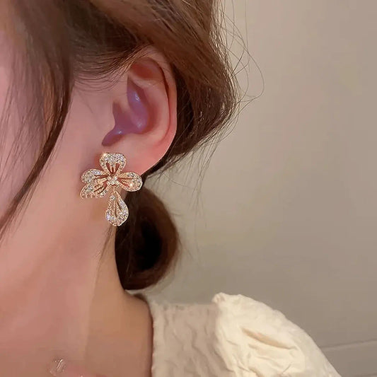 Crystal Petal Drop Earrings