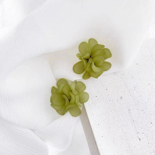 Sage Green Flower Stud Earrings