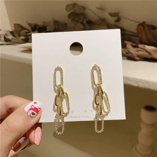 Crystal Chain Link Drop Earrings