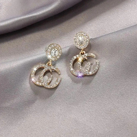 Crystal Interlocking Loop Drop Earrings