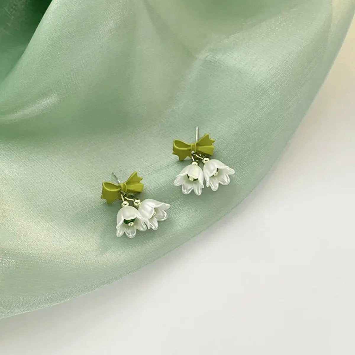 Lily Bell Flower Bow Stud Earrings for women
