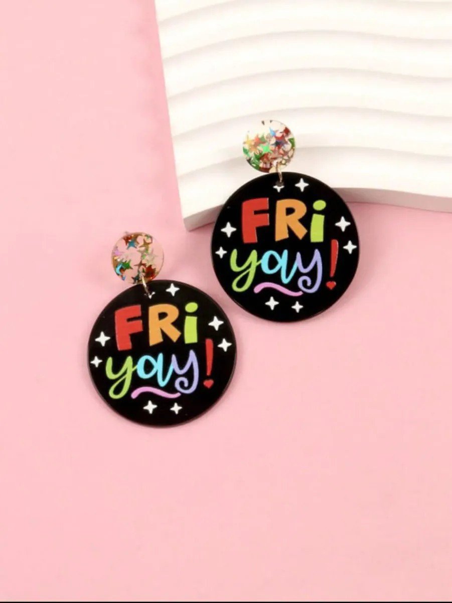 Colourful Fri-Yay Statement Earrings, view 2