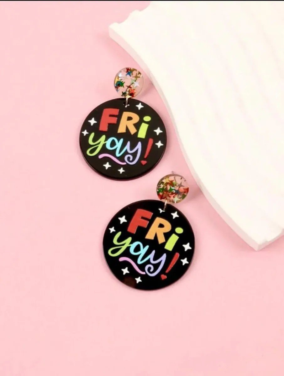Colourful Fri-Yay Statement Earrings, view 4