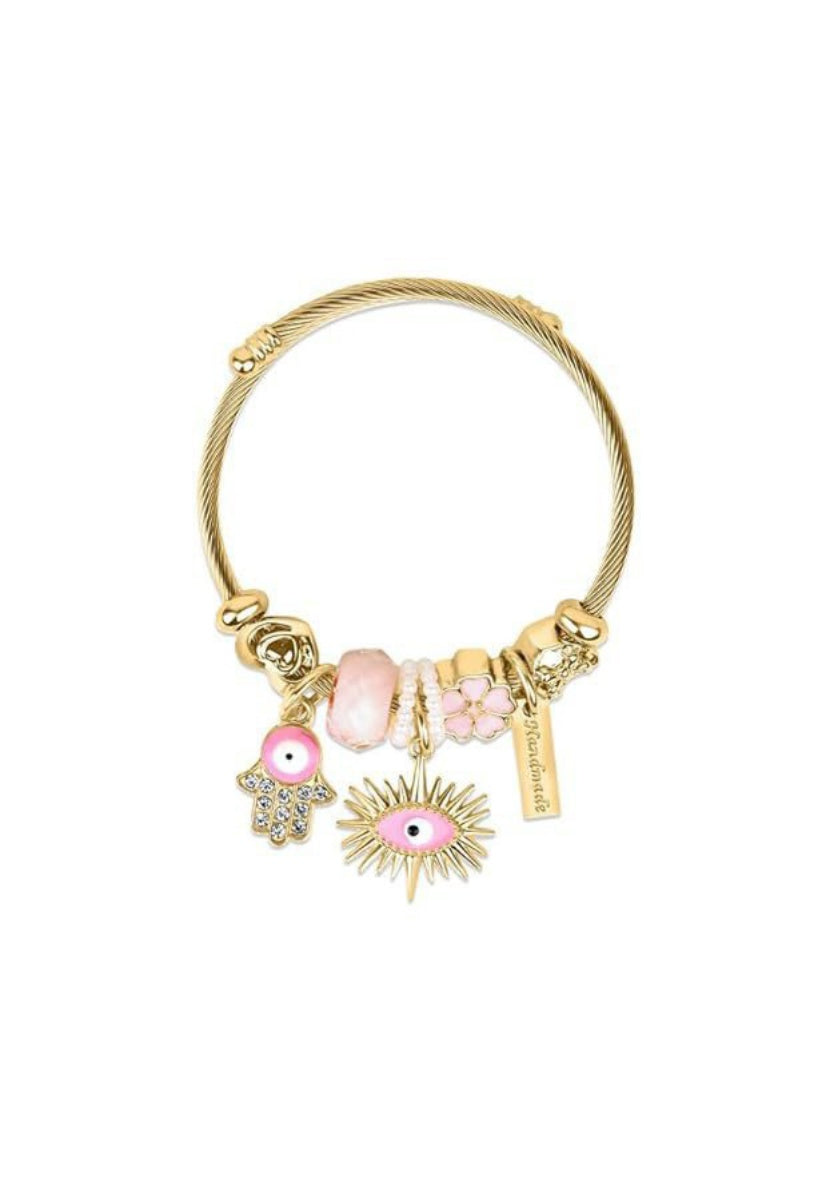 Evil Eye Charms Bracelet | Pink Bracelet | Image 1
