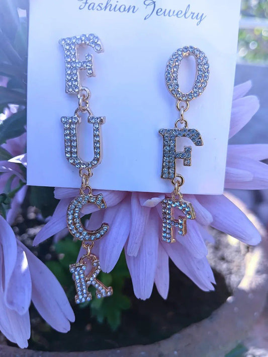 Crystal Letter Statement Drop Earrings for women