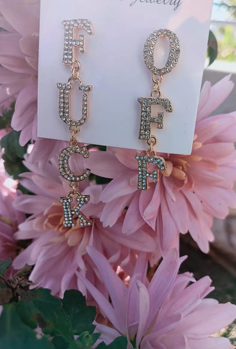 Crystal Letter Statement Drop Earrings, view 2
