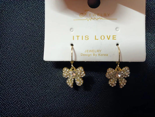 Crystal bow hook earrings by Aurex