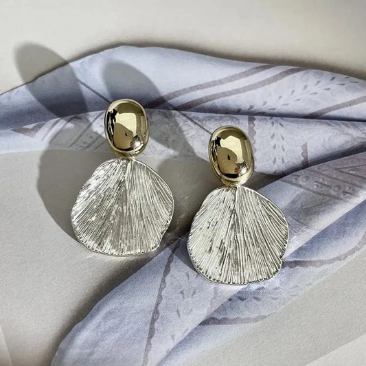 Textured Shell Gold-Tone Drop Earrings