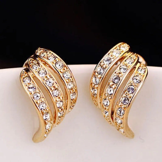Crystal Layered Gold-Tone Stud Earrings