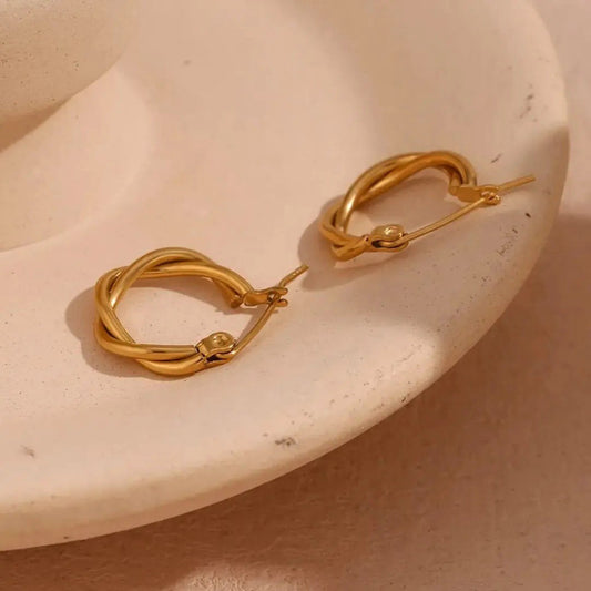 Twisted Gold-Tone Hoop Earrings