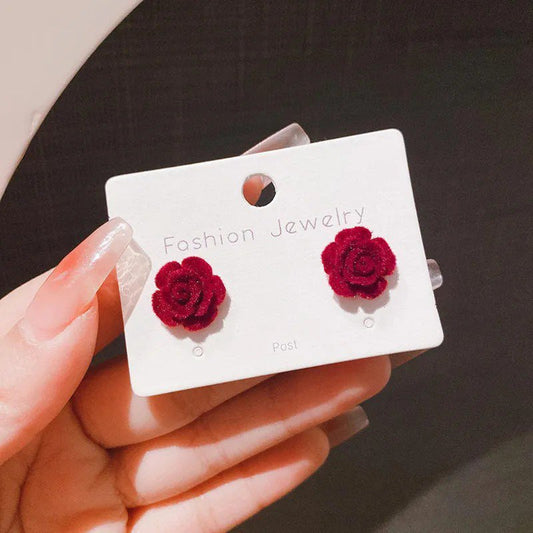Red Rose Stud Earrings