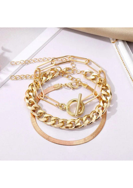 Gold Plated Contemporary Bracelet (Pack of 3) | Image 1