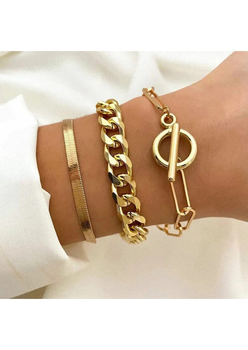 Gold Plated Contemporary Bracelet (Pack of 3) | Image 3