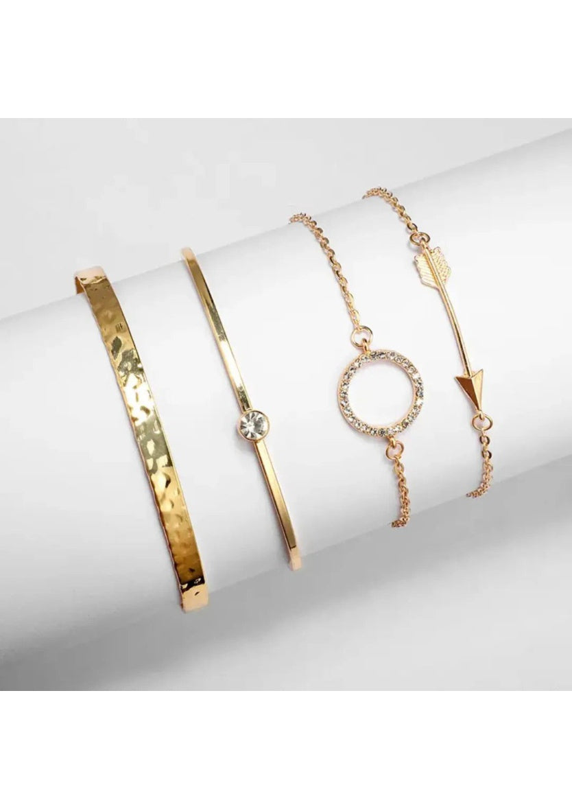 Gold Toned Gold Plated Set of 4 Contemporary Stackable Bracelet | Image 2
