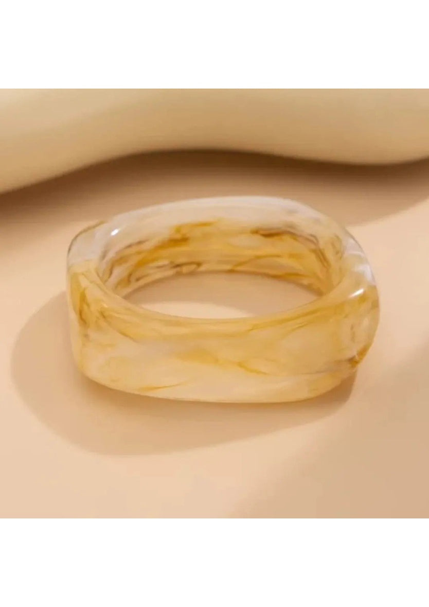 White Marble Organic Acrylic Bangle | Image 1