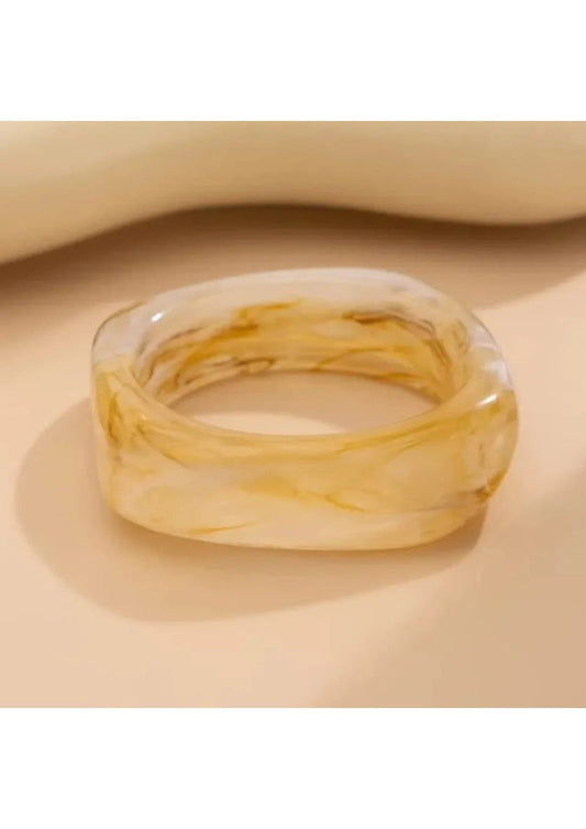 White Marble Organic Acrylic Bangle | Image 1