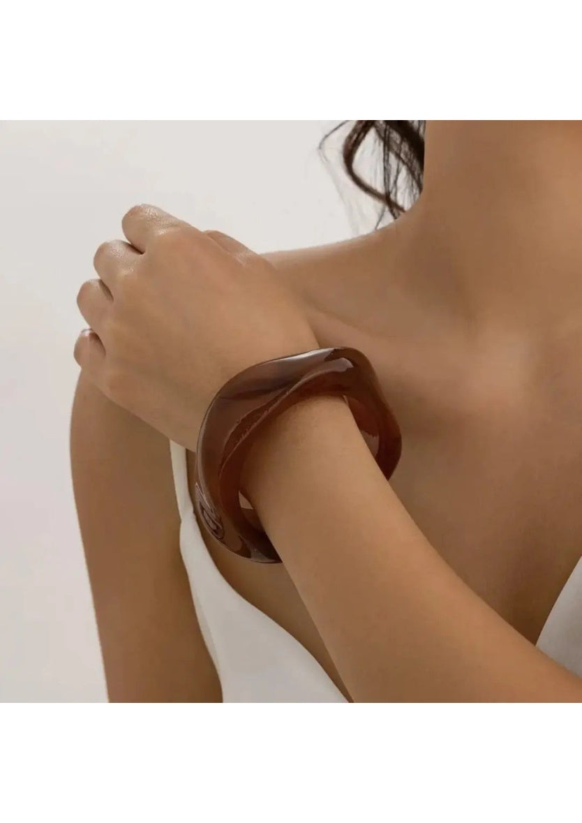 Brown Marble Organic Acrylic Bangle | Image 2