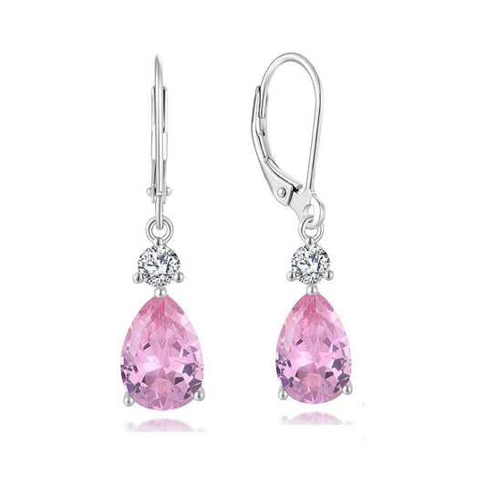 Pink Teardrop Crystal Drop Earrings for women