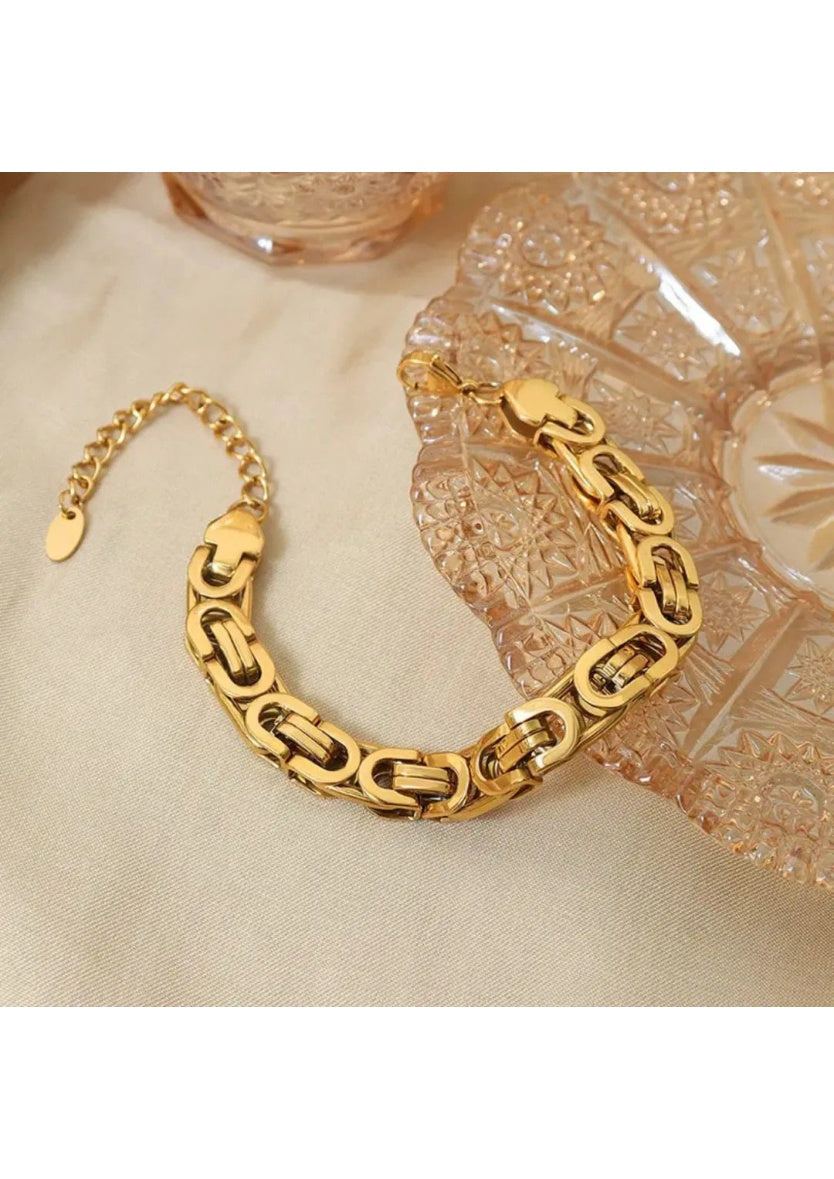 Stainless Steel Byzantine Link Chain Bracelet | Image 1